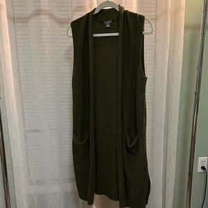 Olive Green Sleeveless Cardigan Vest